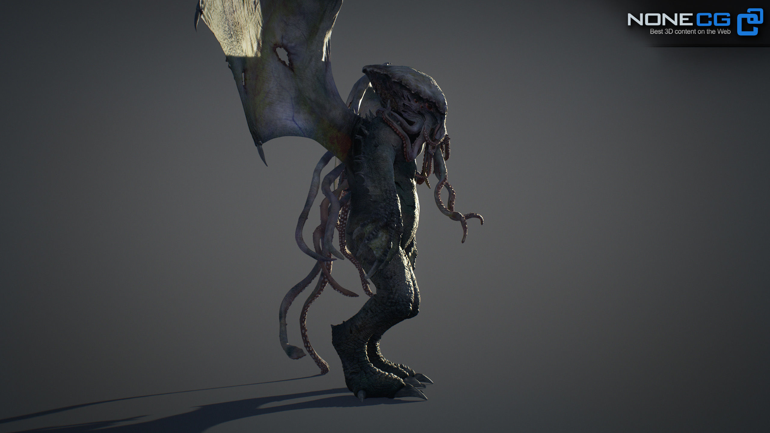 Cthulhu creature with wings 3D model_6