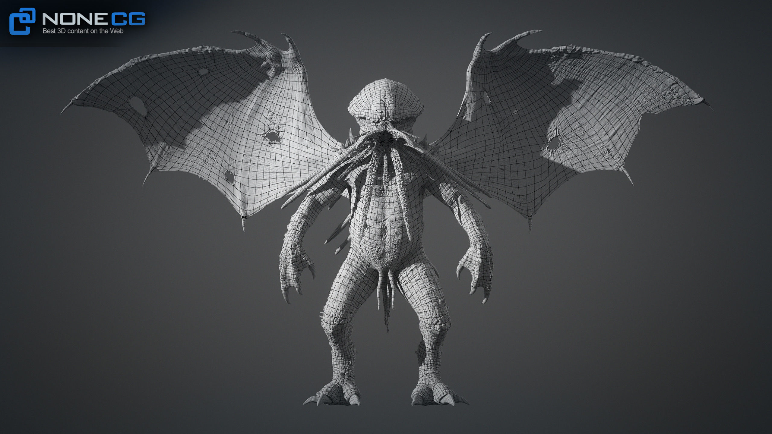 Cthulhu creature with wings 3D model_16
