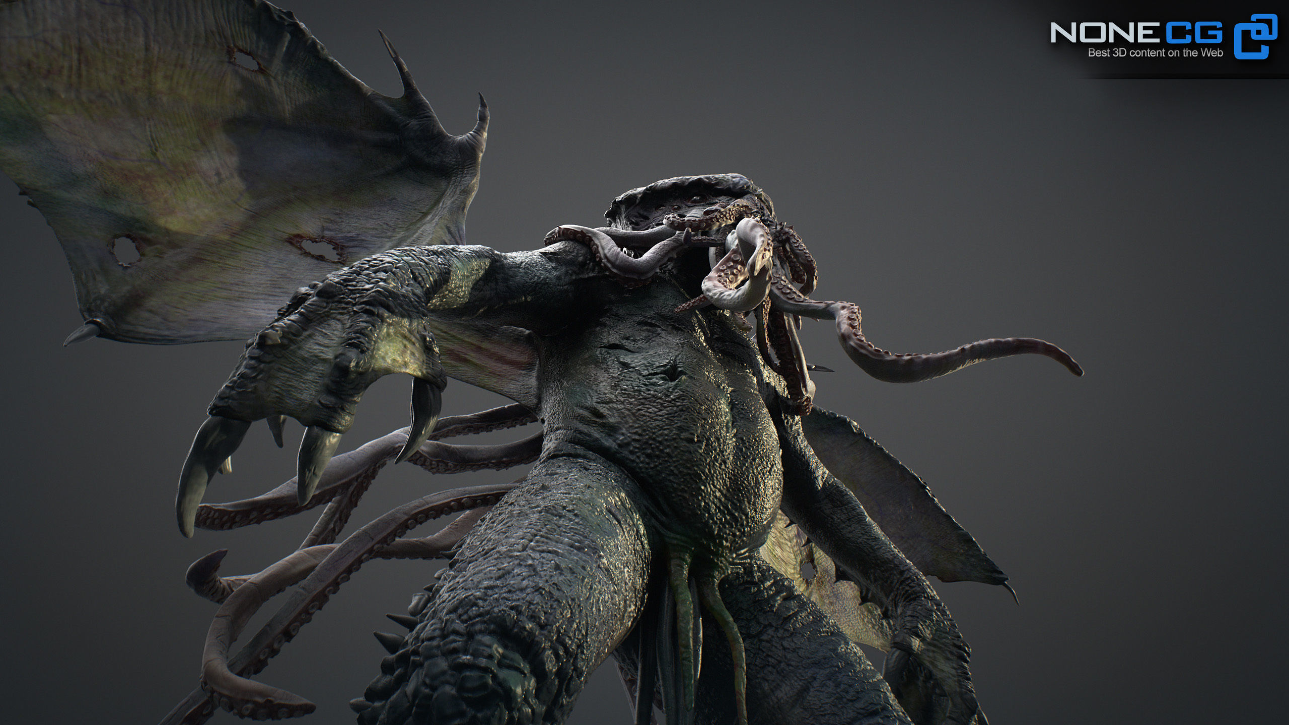 Cthulhu creature with wings 3D model_11