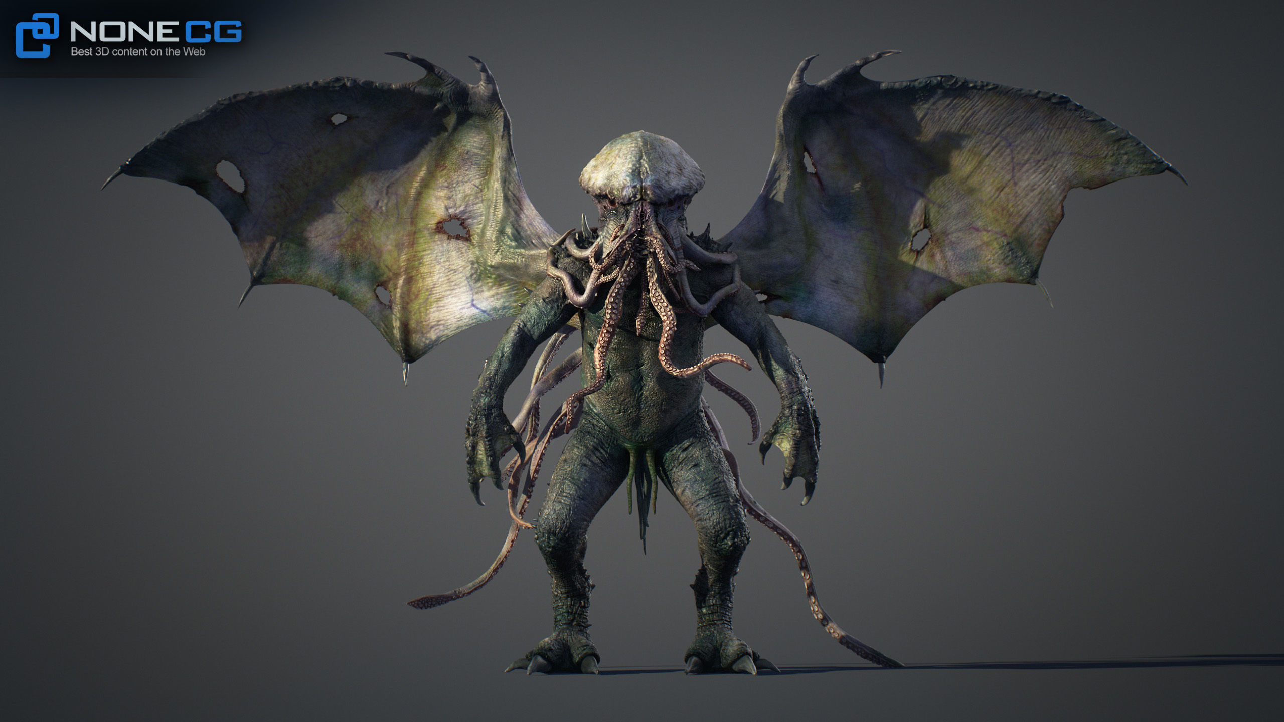 Cthulhu creature with wings 3D model_3