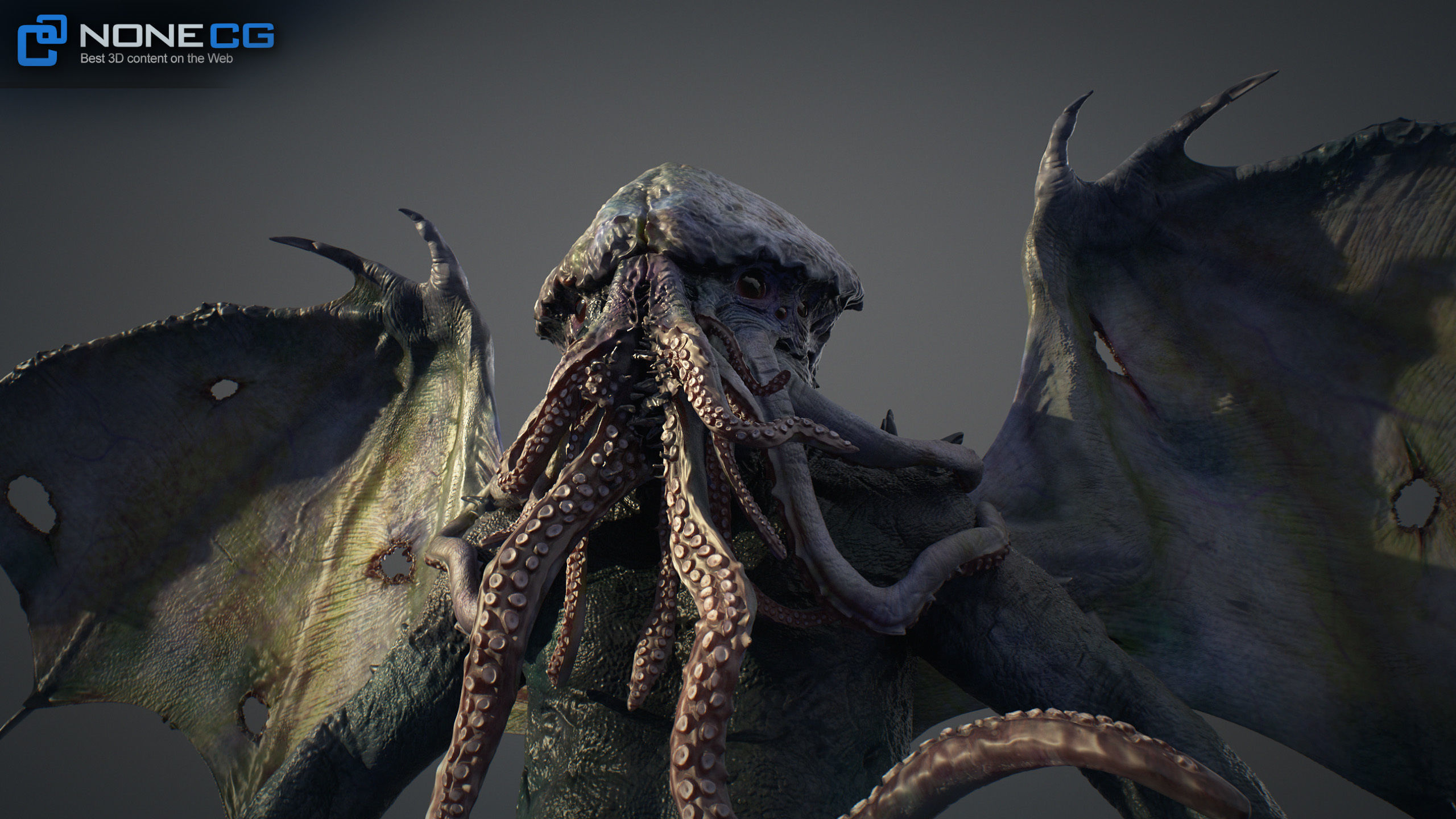 Cthulhu creature with wings 3D model_1
