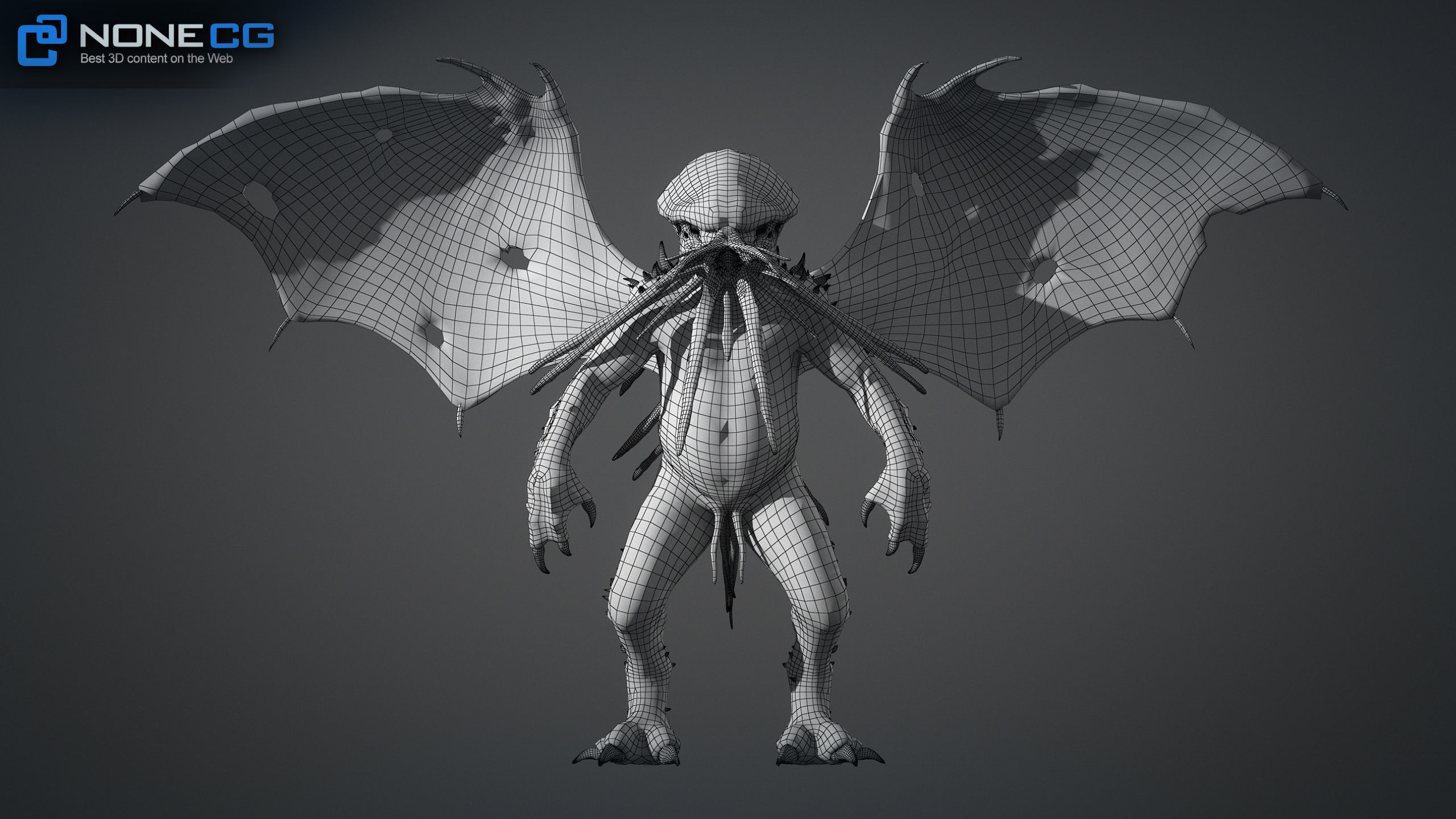 Cthulhu creature with wings 3D model_15