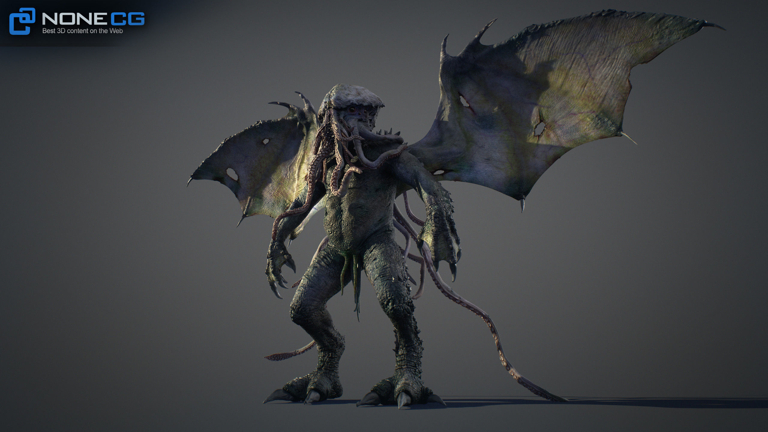 Cthulhu creature with wings 3D model_8