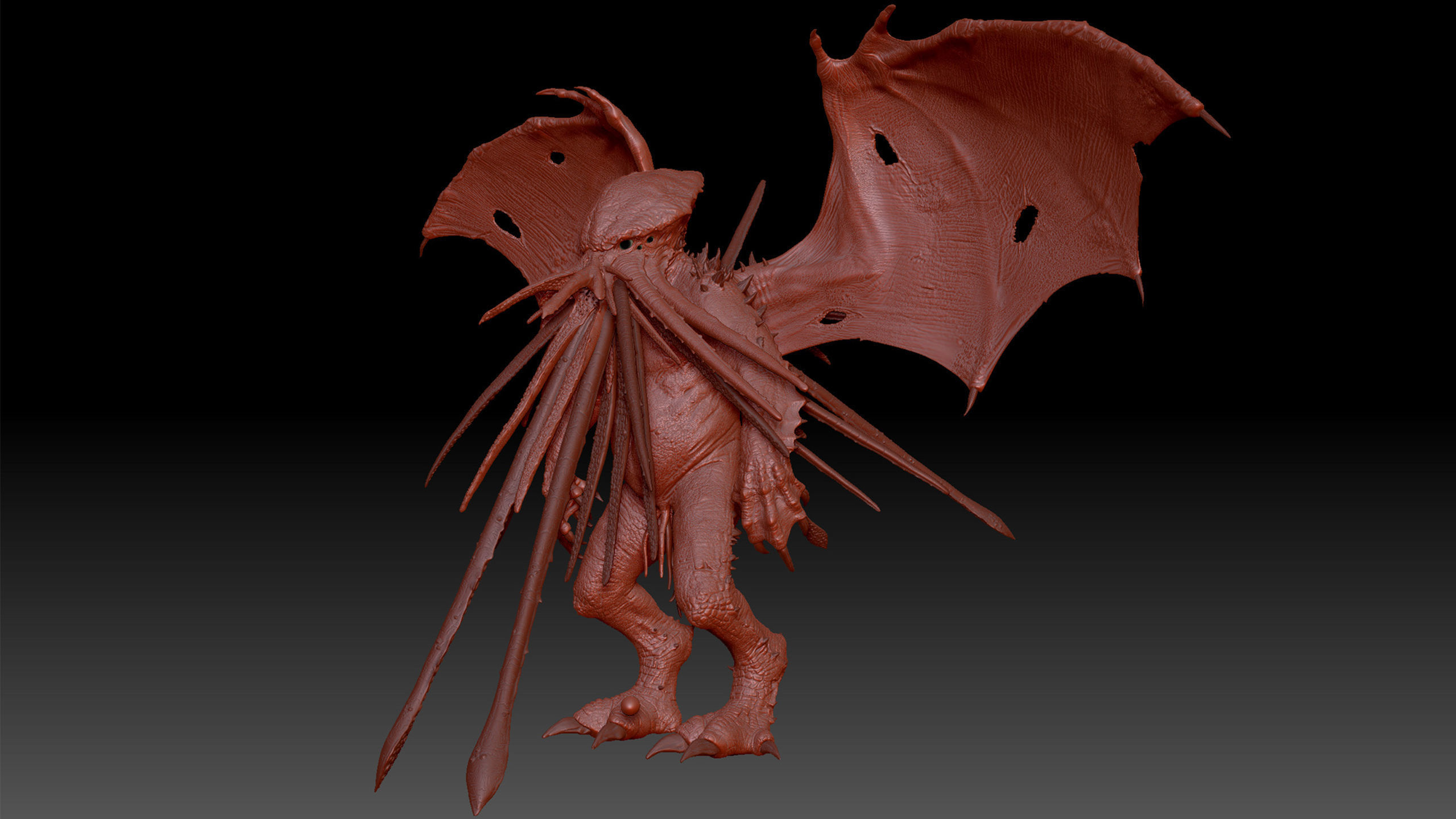 Cthulhu creature with wings 3D model_19