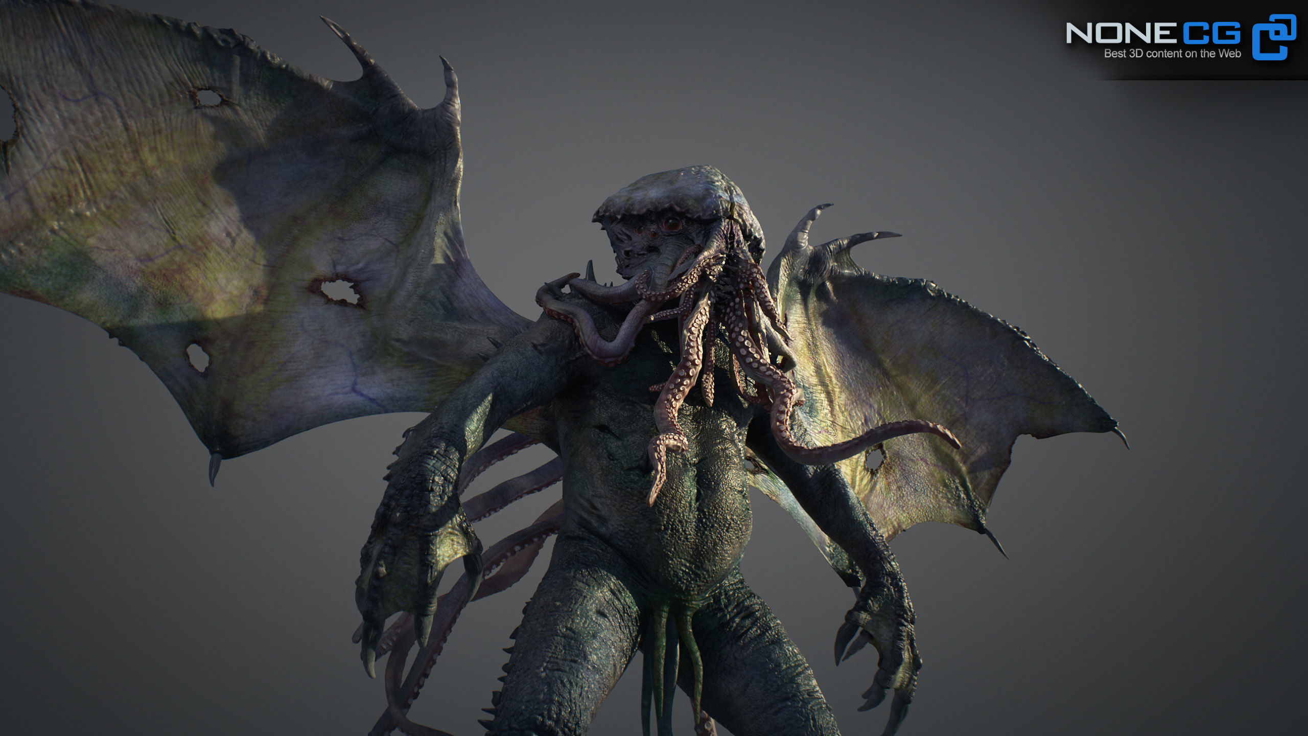 Cthulhu creature with wings 3D model_5