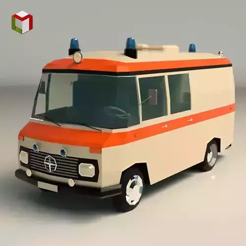 Low Poly Ambulance 01 Low-poly 3D model