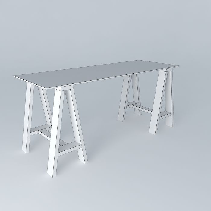 Desk with legs Free 3D model_4