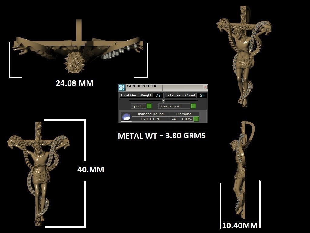 jesus cross diamond pendent 3D print model_6