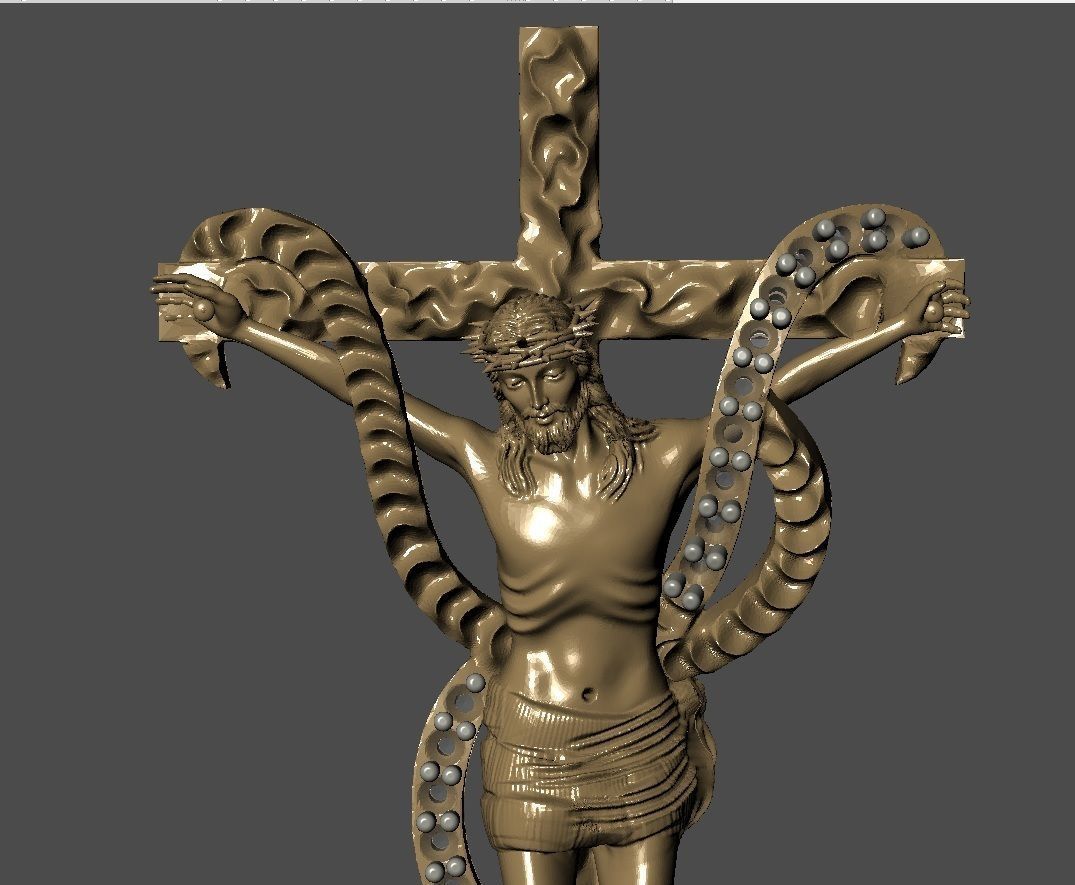 jesus cross diamond pendent 3D print model_3