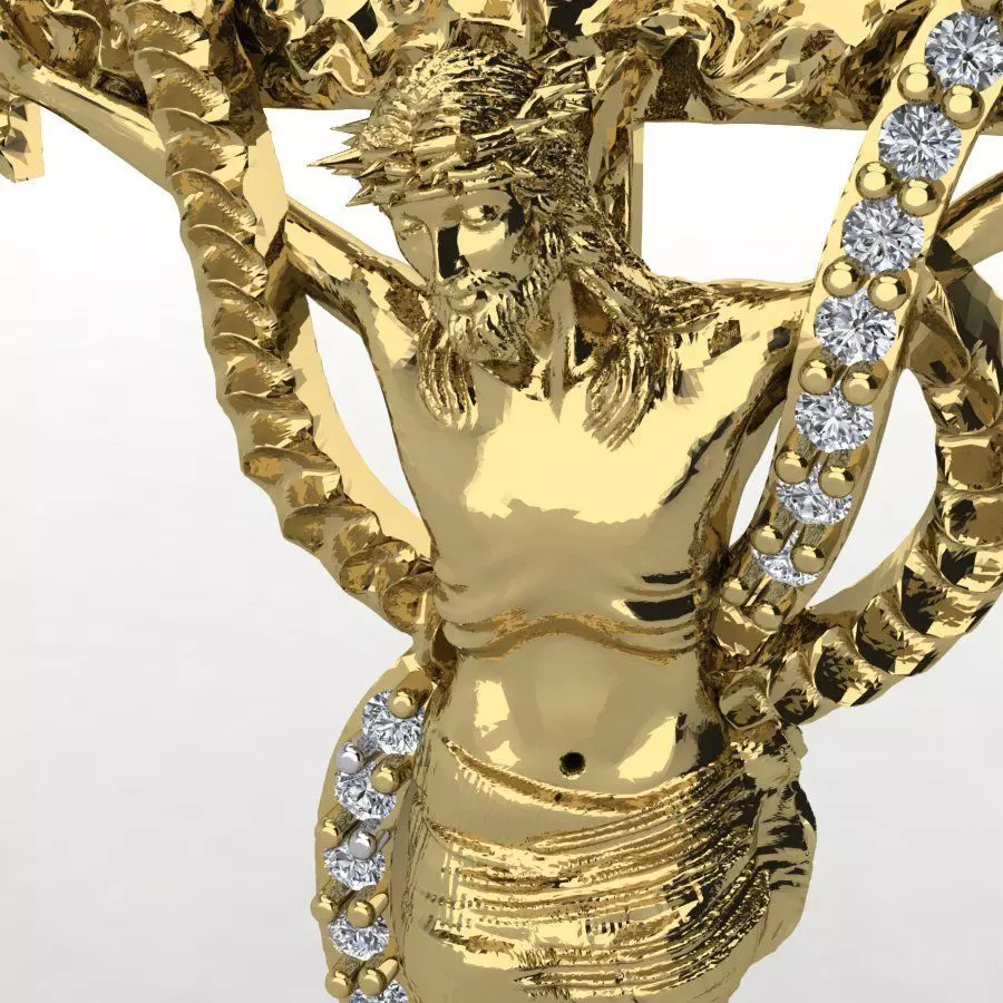 jesus cross diamond pendent 3D print model_0
