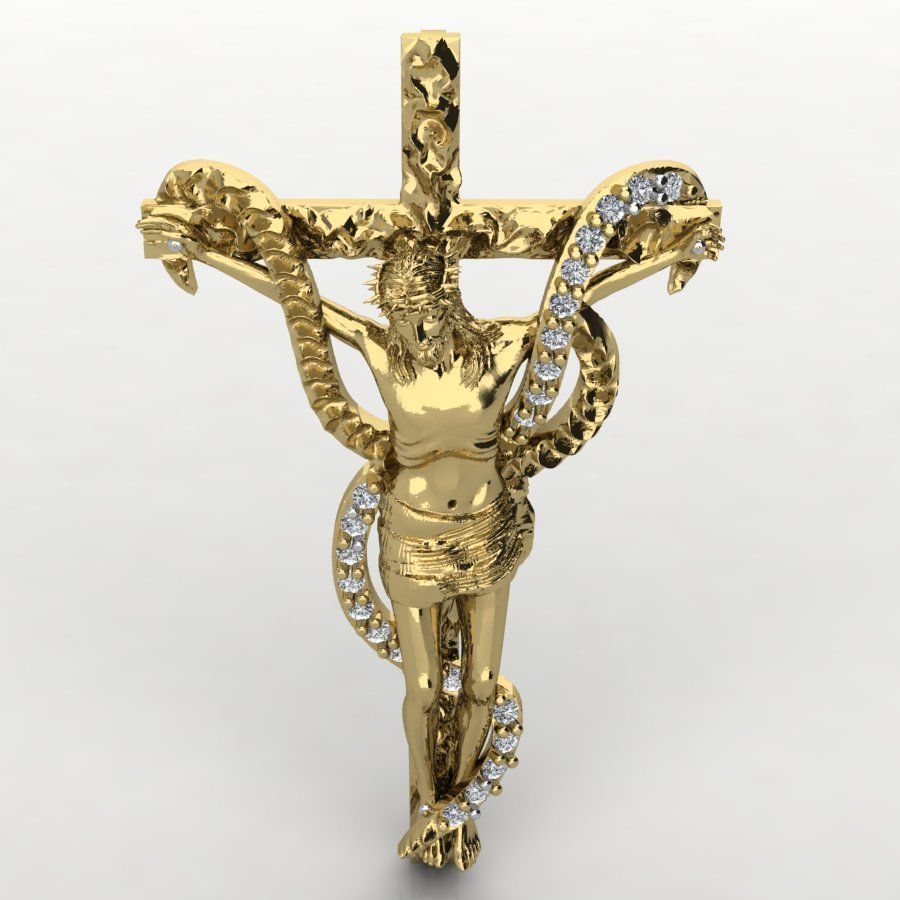 jesus cross diamond pendent 3D print model_1