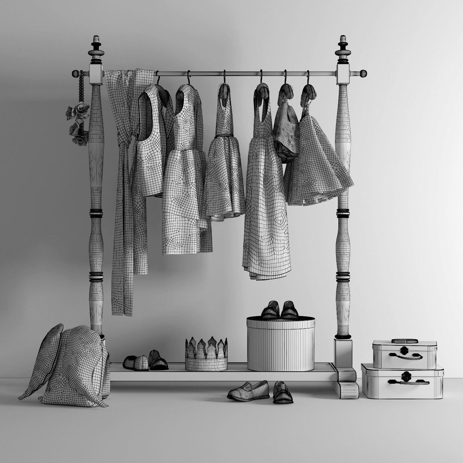 MINI WARDROBE RACK 3D model_6