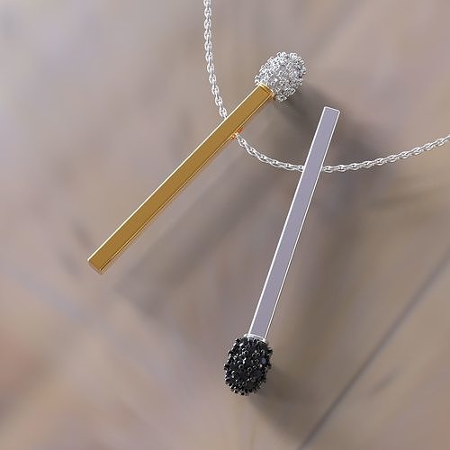 Matches pendant 4 different forms 3D print model