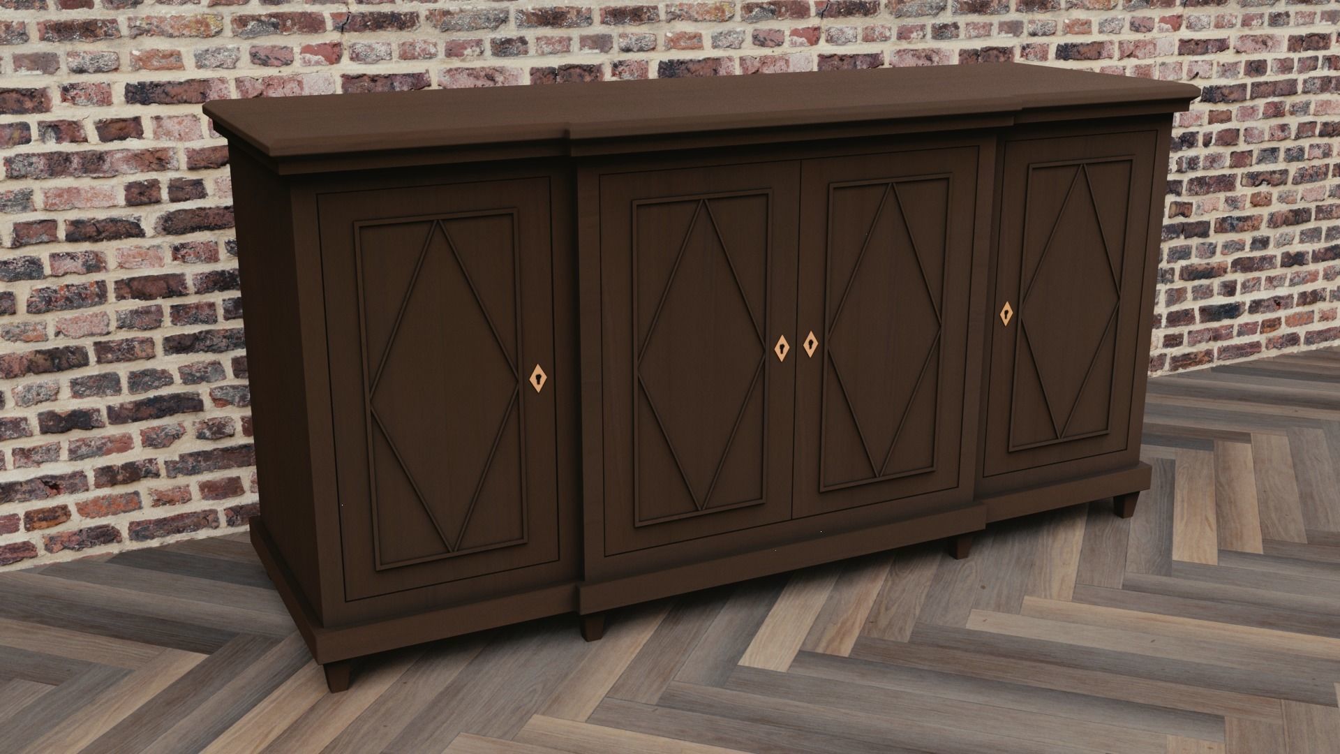 Cabinet sideboard Low-poly 3D model_9