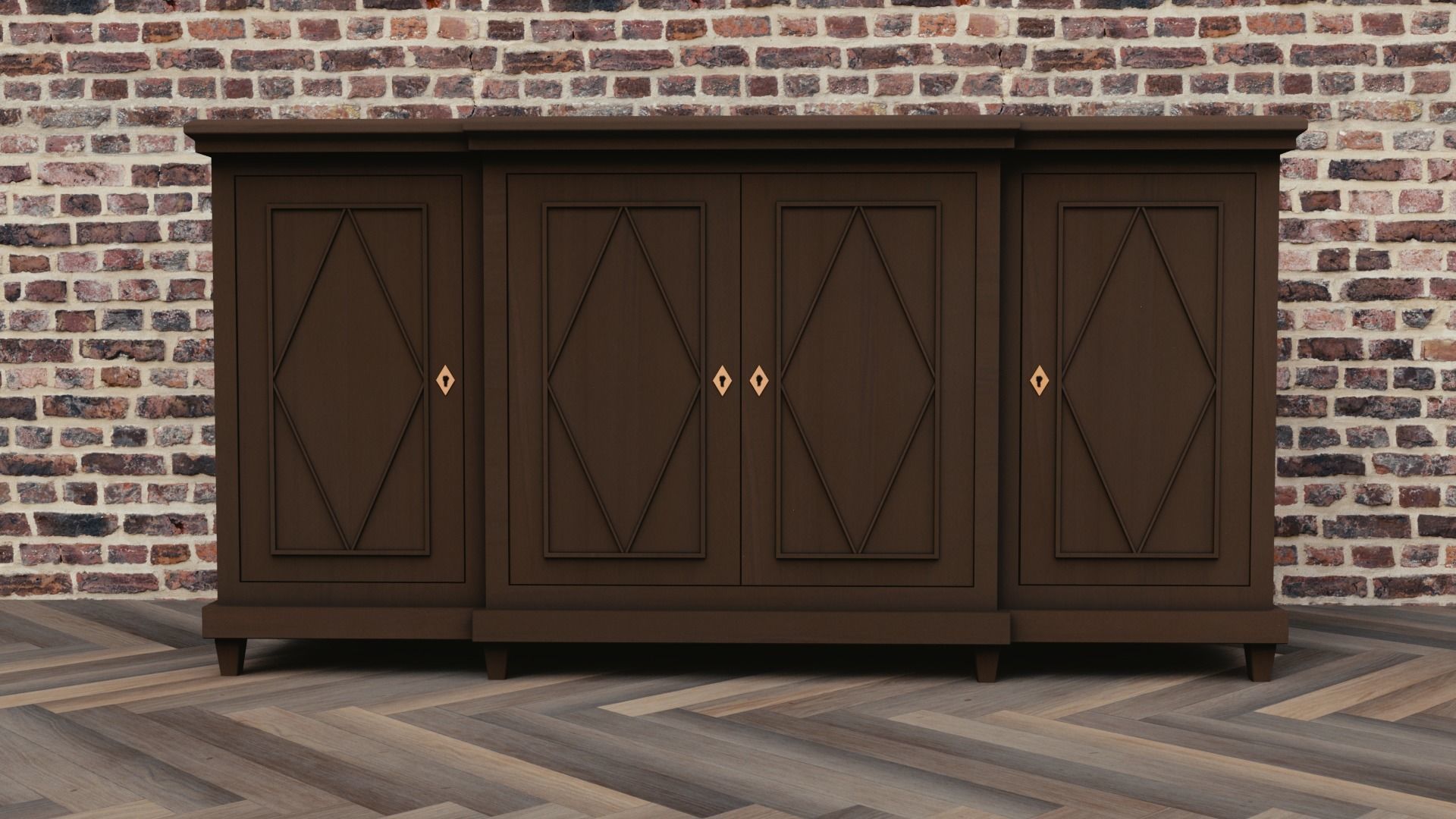 Cabinet sideboard Low-poly 3D model_6