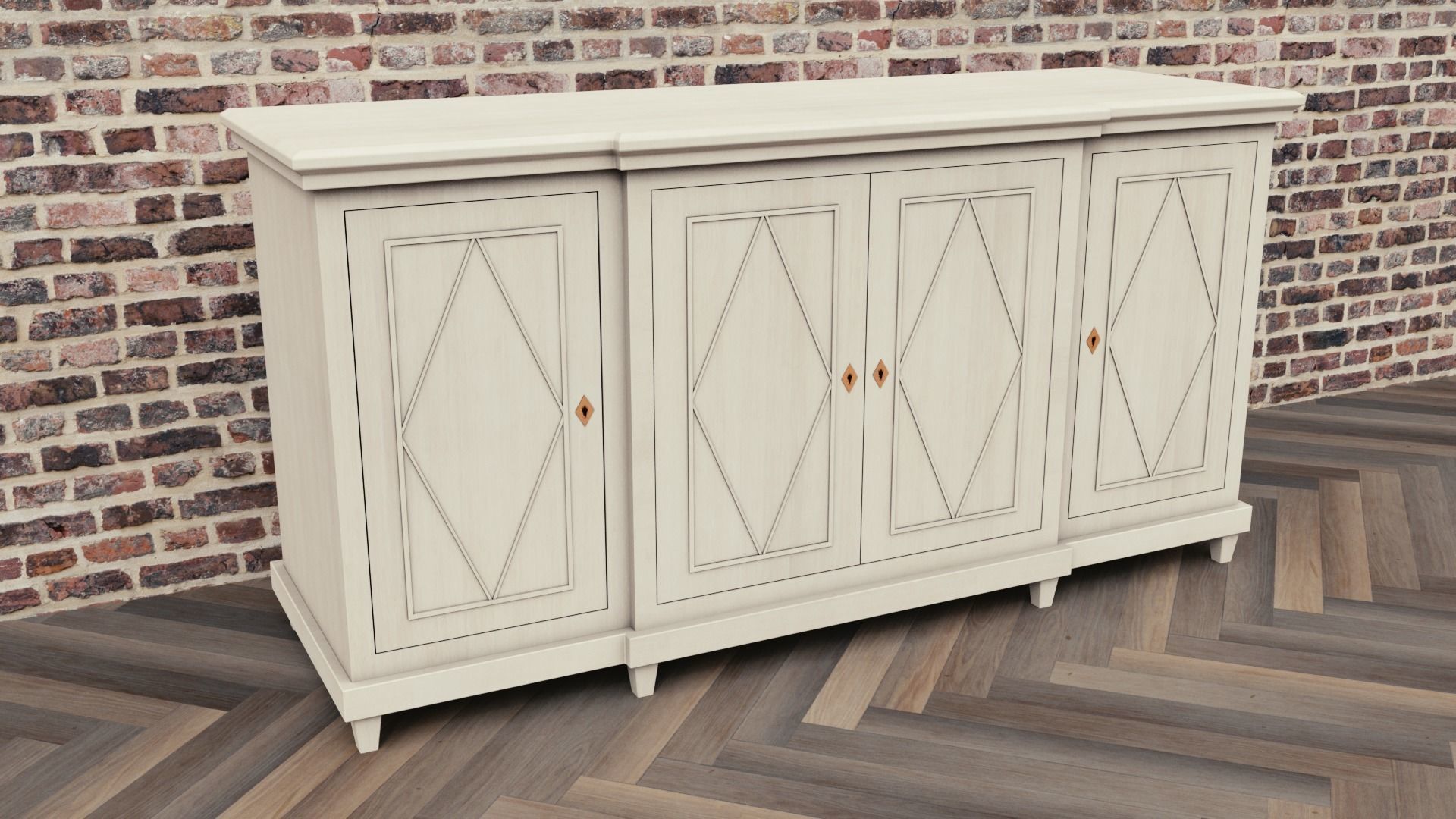 Cabinet sideboard Low-poly 3D model_7