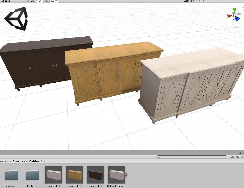 Cabinet sideboard Low-poly 3D model_10