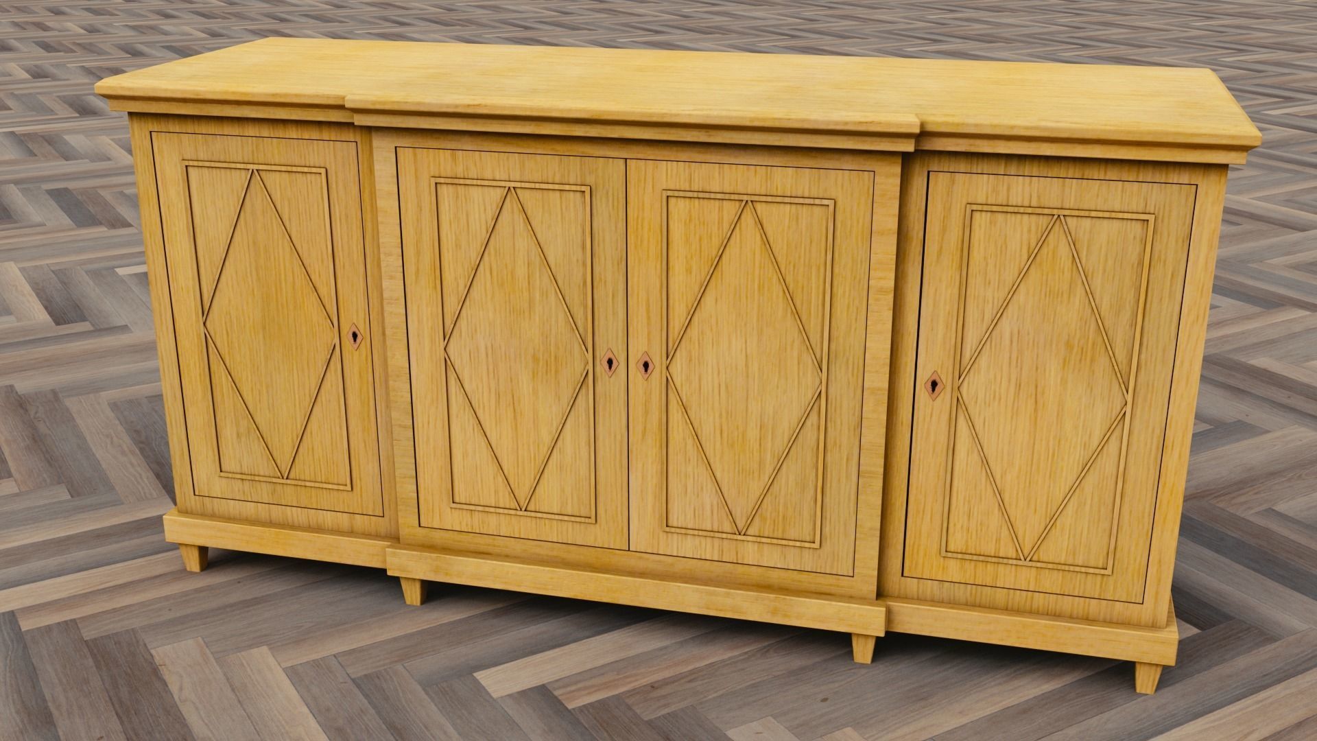 Cabinet sideboard Low-poly 3D model_2
