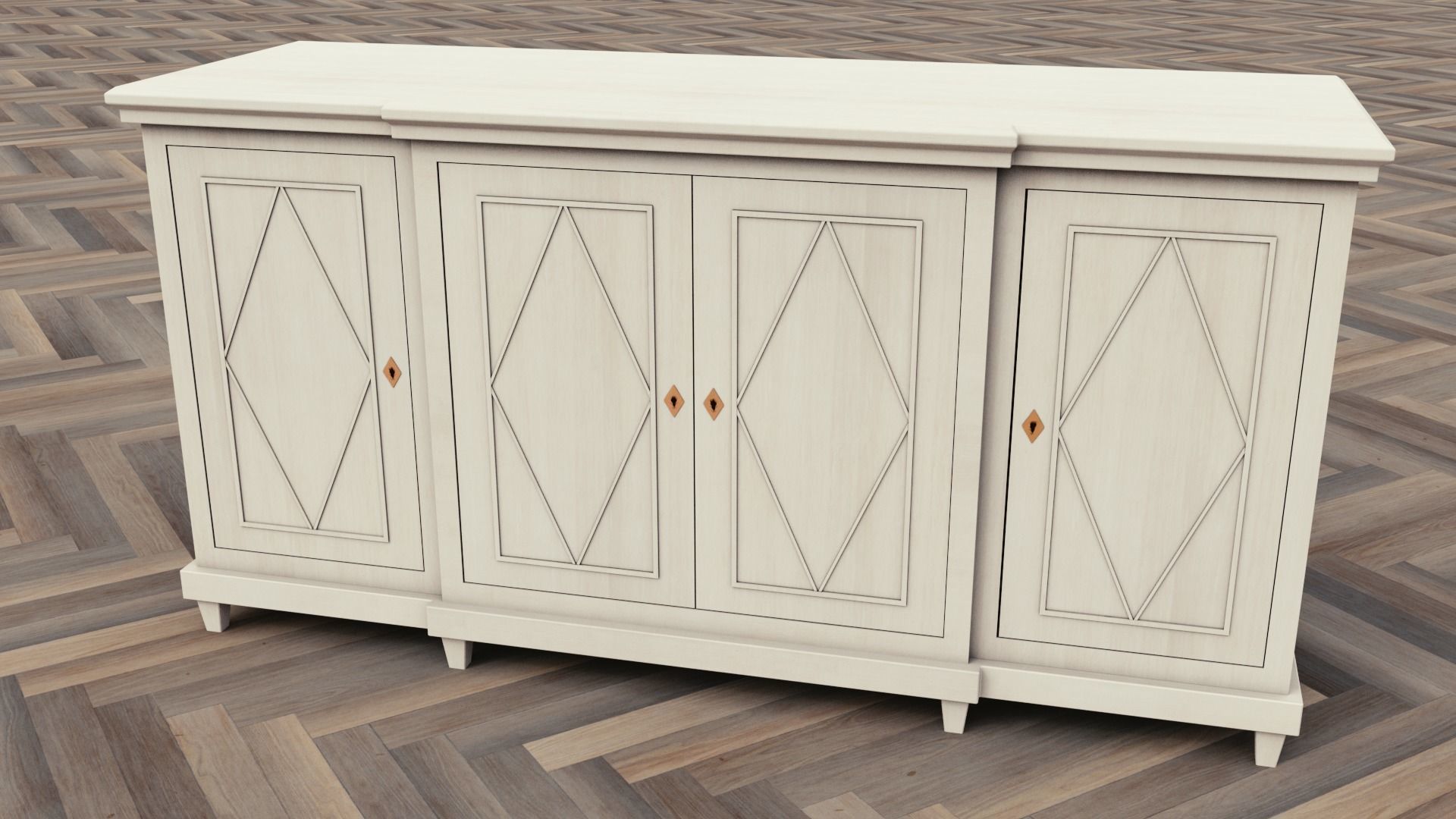 Cabinet sideboard Low-poly 3D model_1