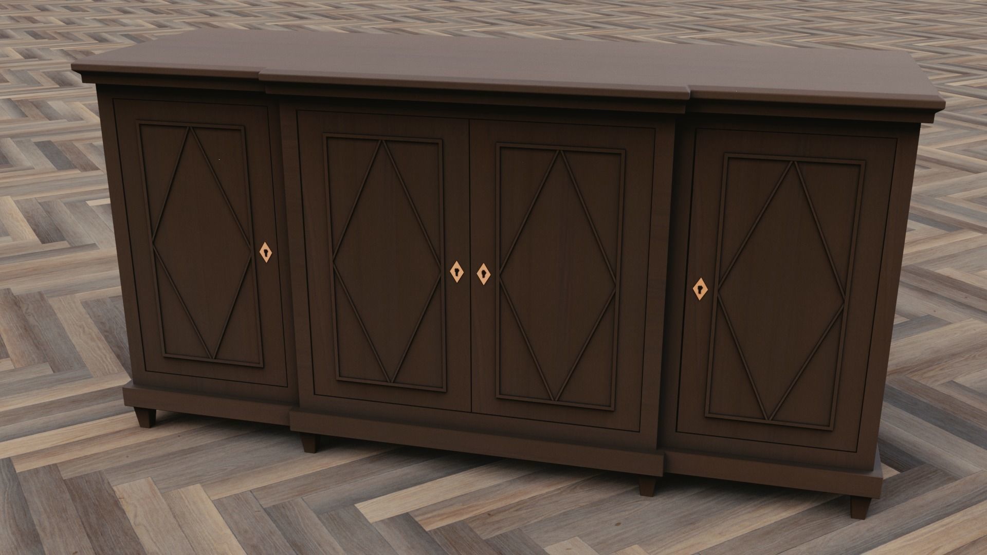 Cabinet sideboard Low-poly 3D model_3