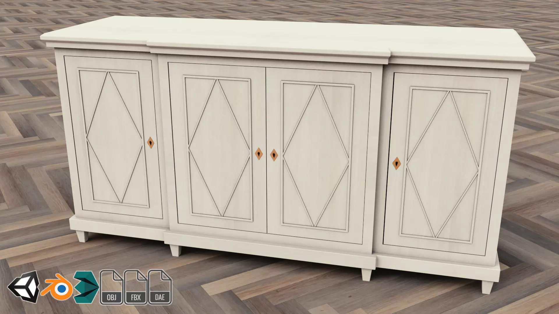 Cabinet sideboard Low-poly 3D model_0