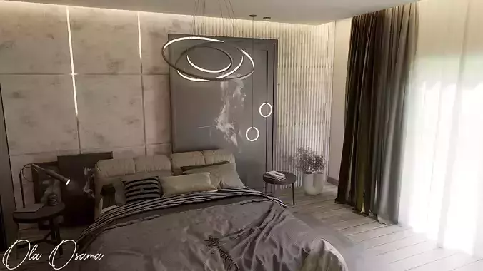  Bedroom interior scene with dressing  Blender - Fbx 3D model