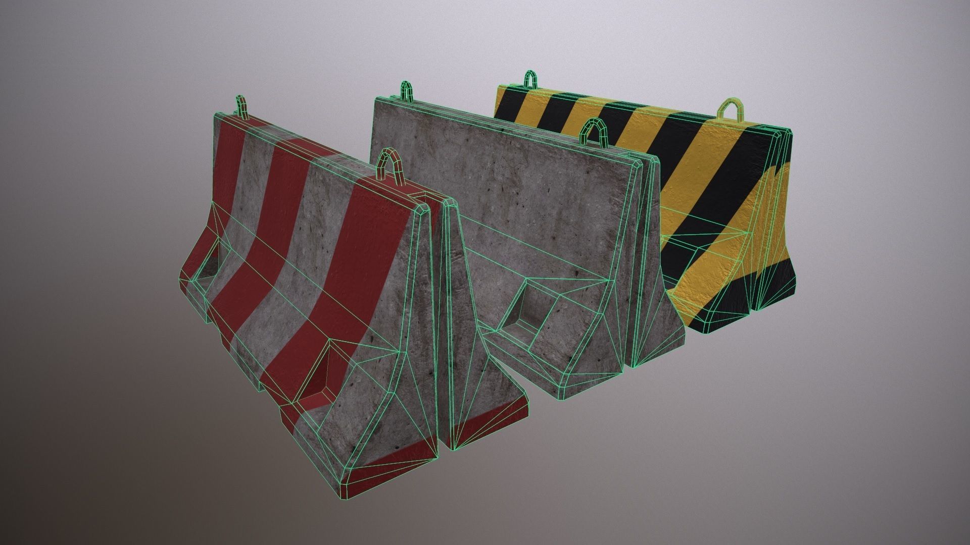 Old Concrete Barrier - PBR Game Ready Low-poly 3D model_4