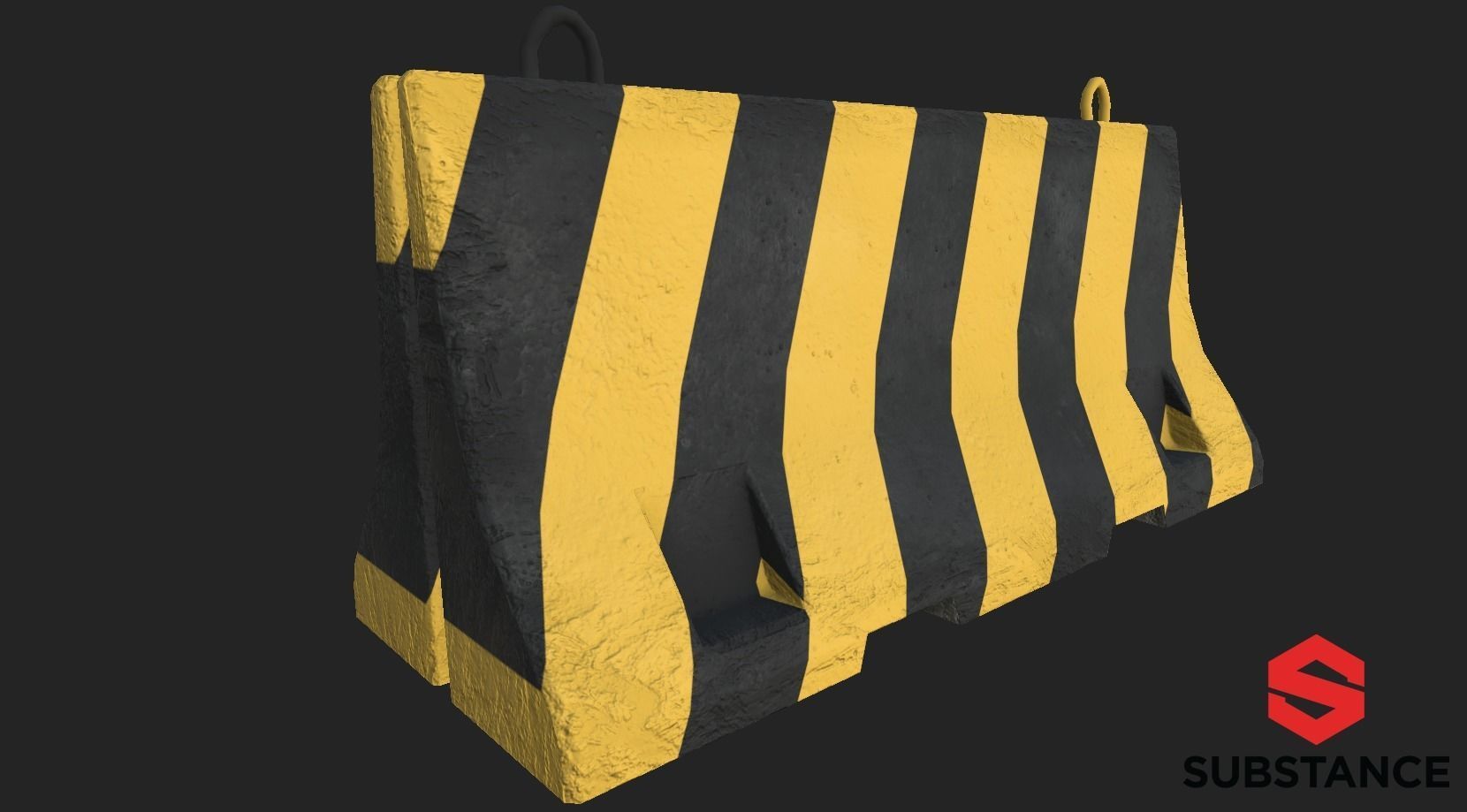 Old Concrete Barrier - PBR Game Ready Low-poly 3D model_7