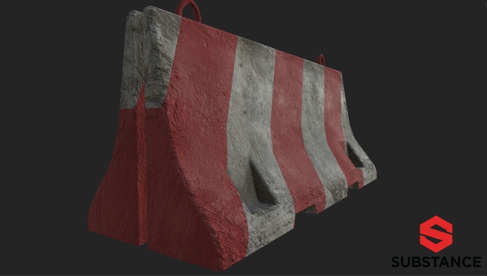 Old Concrete Barrier - PBR Game Ready Low-poly 3D model_6