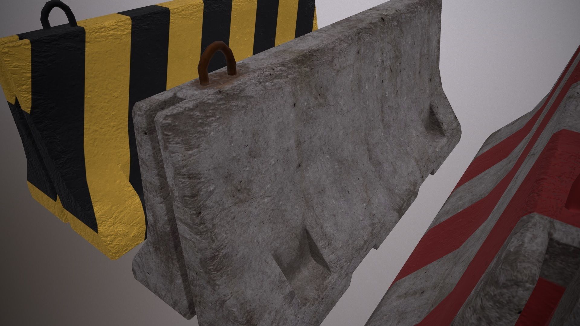Old Concrete Barrier - PBR Game Ready Low-poly 3D model_2