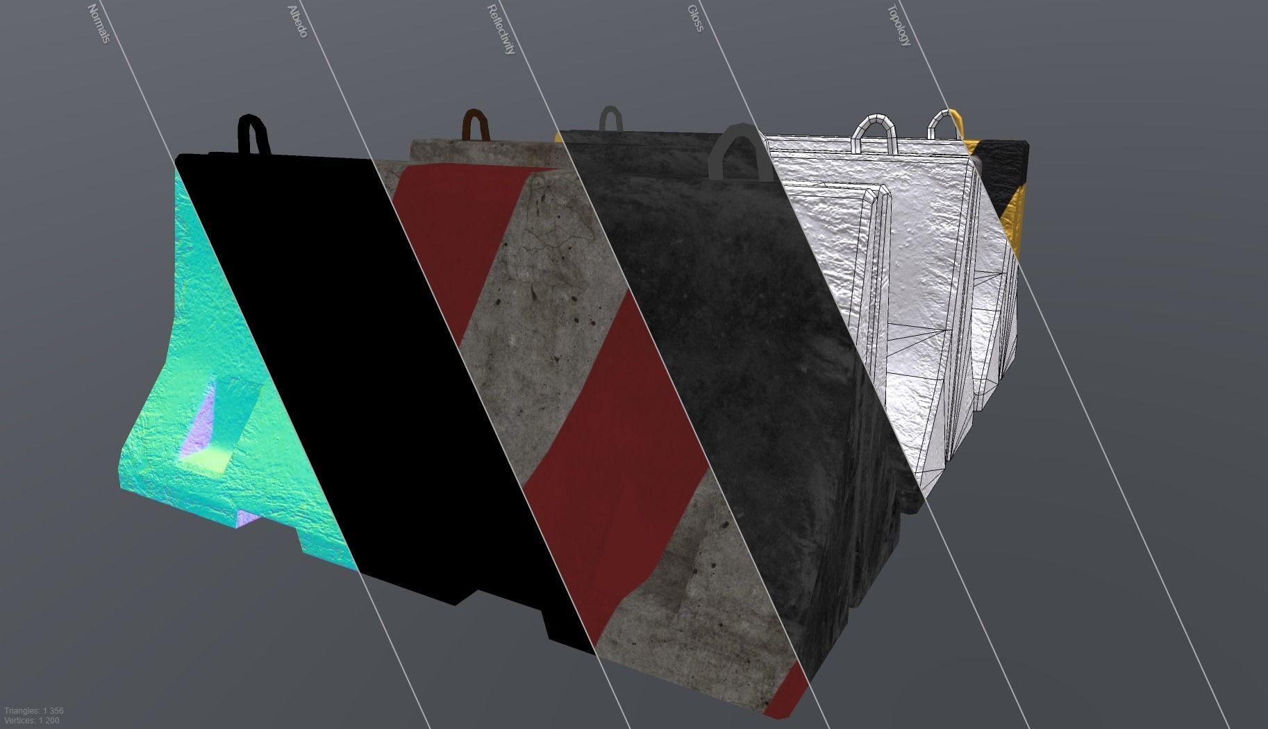 Old Concrete Barrier - PBR Game Ready Low-poly 3D model_9