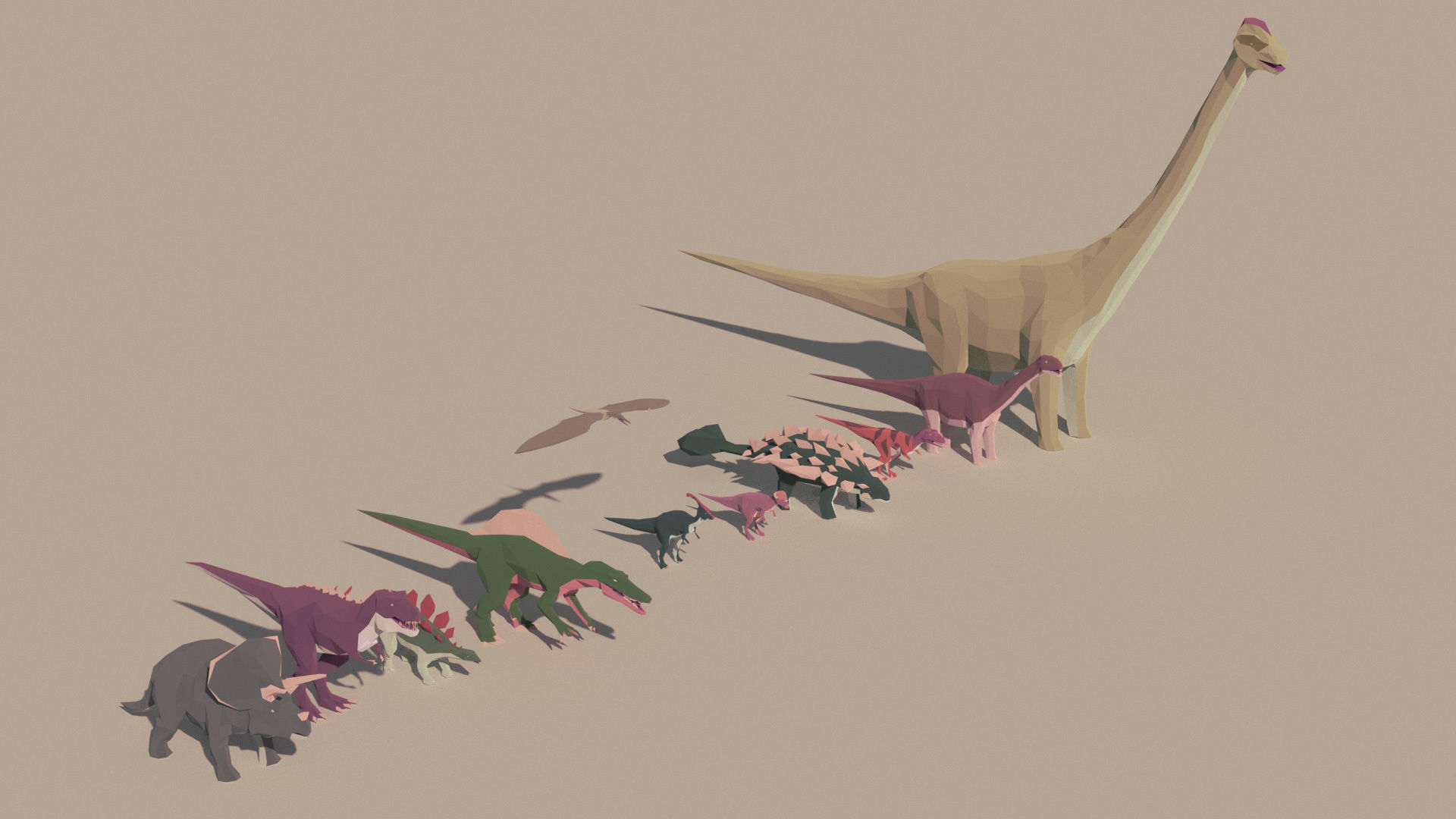 Low Poly Dinosaurs Pack Low-poly 3D model_17