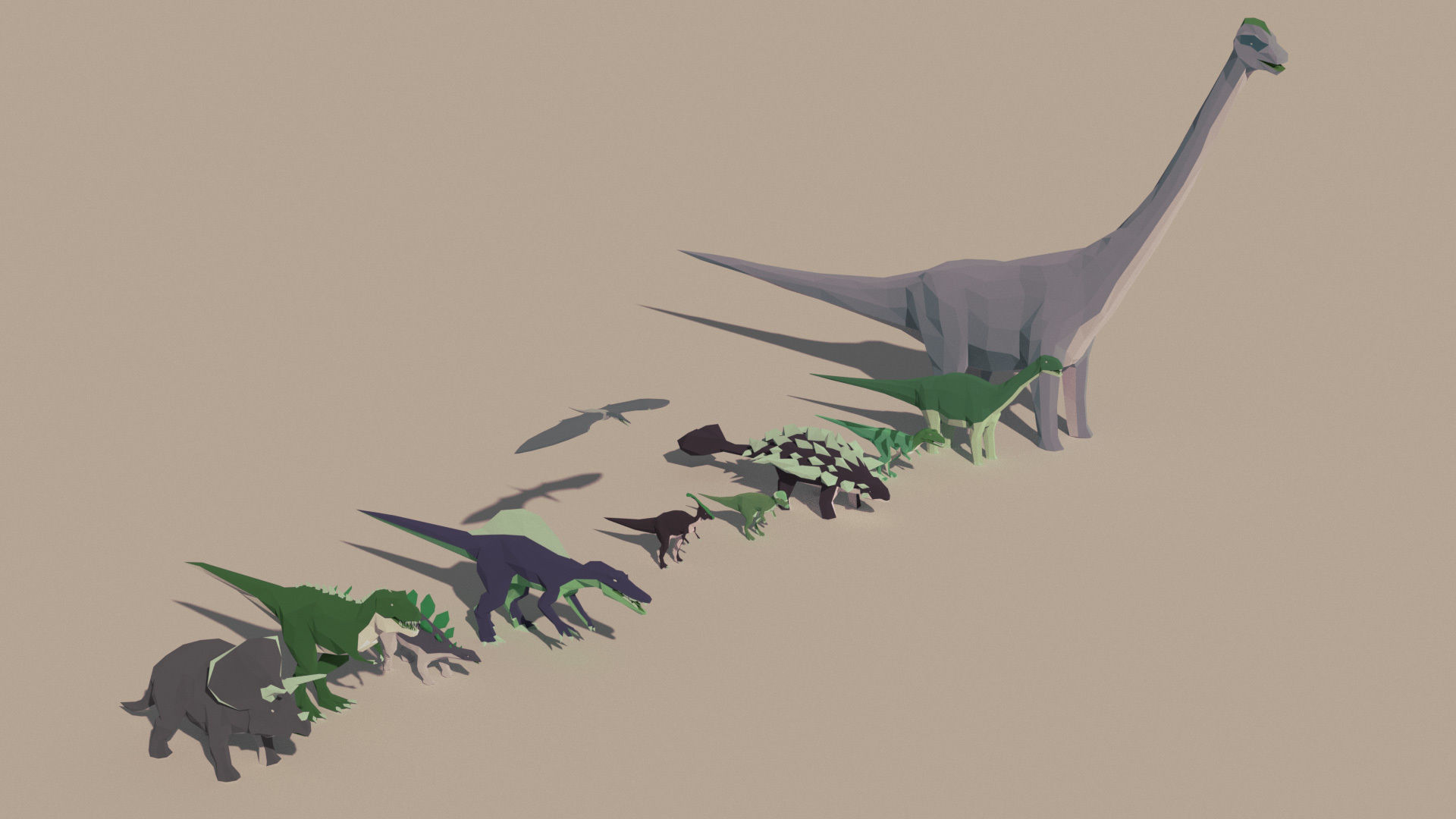Low Poly Dinosaurs Pack Low-poly 3D model_16