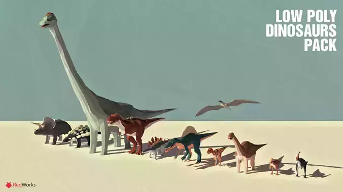 Low Poly Dinosaurs Pack Low-poly 3D model