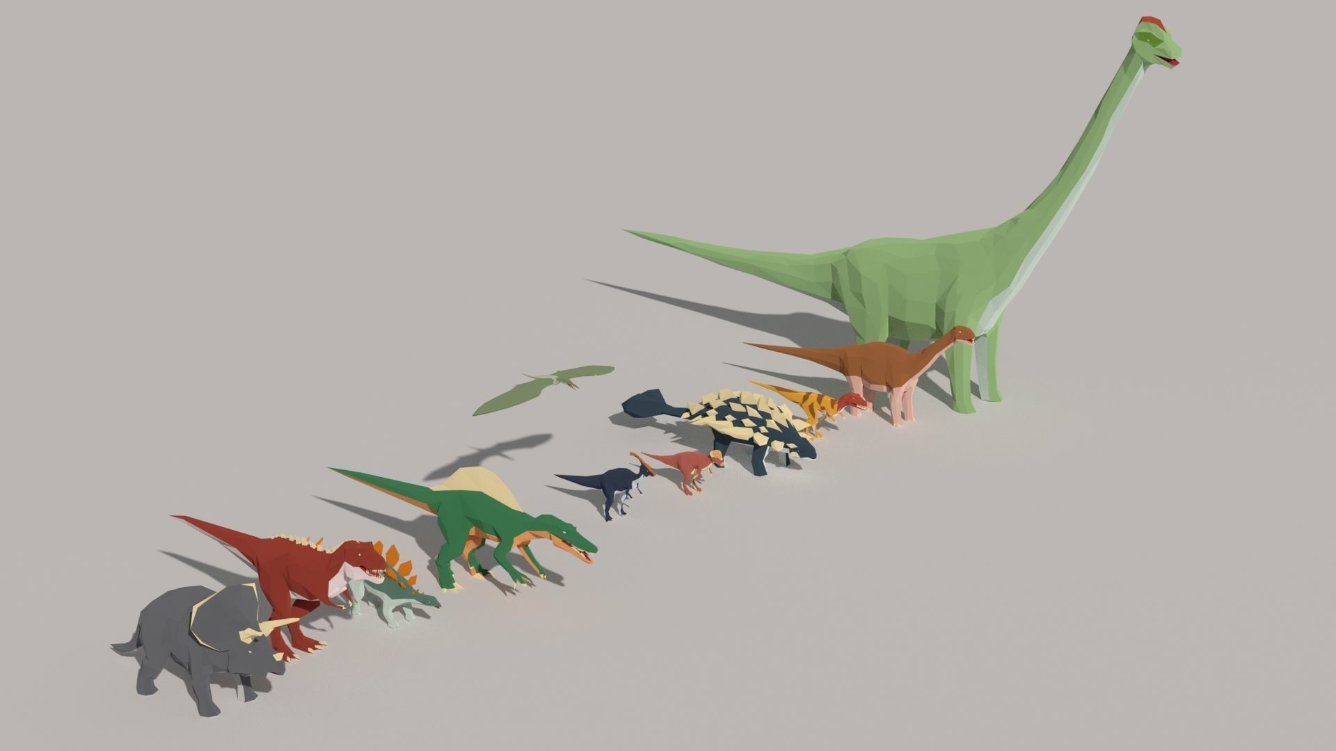 Low Poly Dinosaurs Pack Low-poly 3D model_13