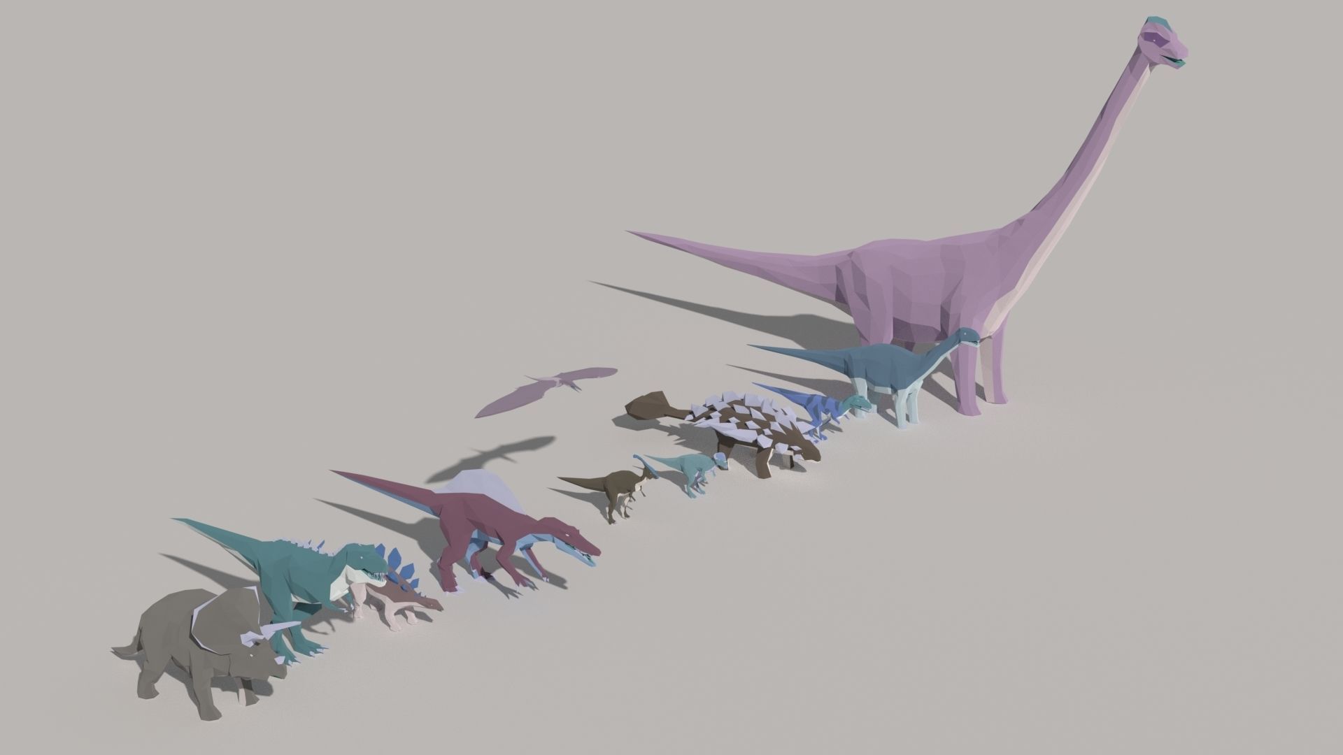 Low Poly Dinosaurs Pack Low-poly 3D model_14