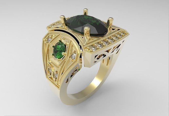 Model 122 Ring with oval stone 3D print model
