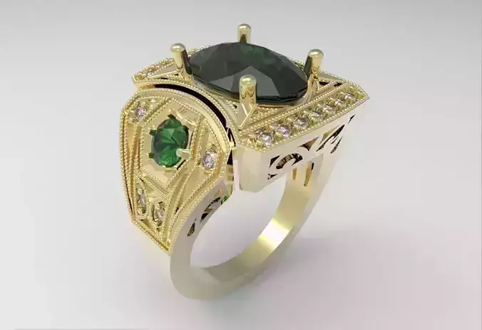 Model 122 Ring with oval stone 3D print model