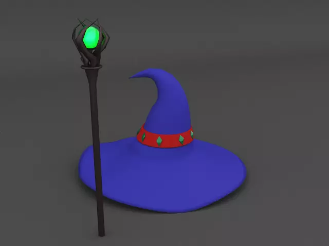 Low Poly Wizard Hat  Low-poly 3D model_0