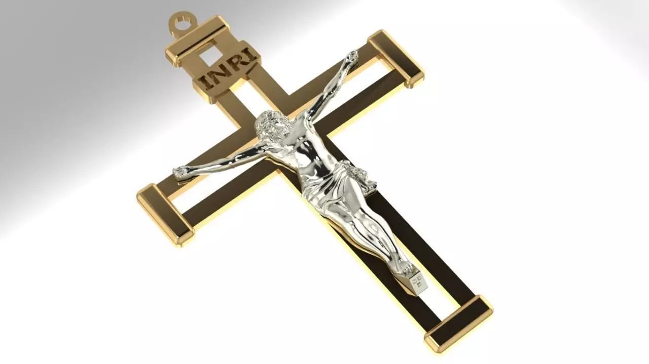 Cruz con Cristo 3D para impresion   Cross with Jesus Pendant 3D 3D print model_0