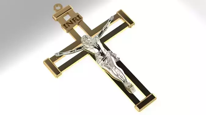 Cruz con Cristo 3D para impresion   Cross with Jesus Pendant 3D