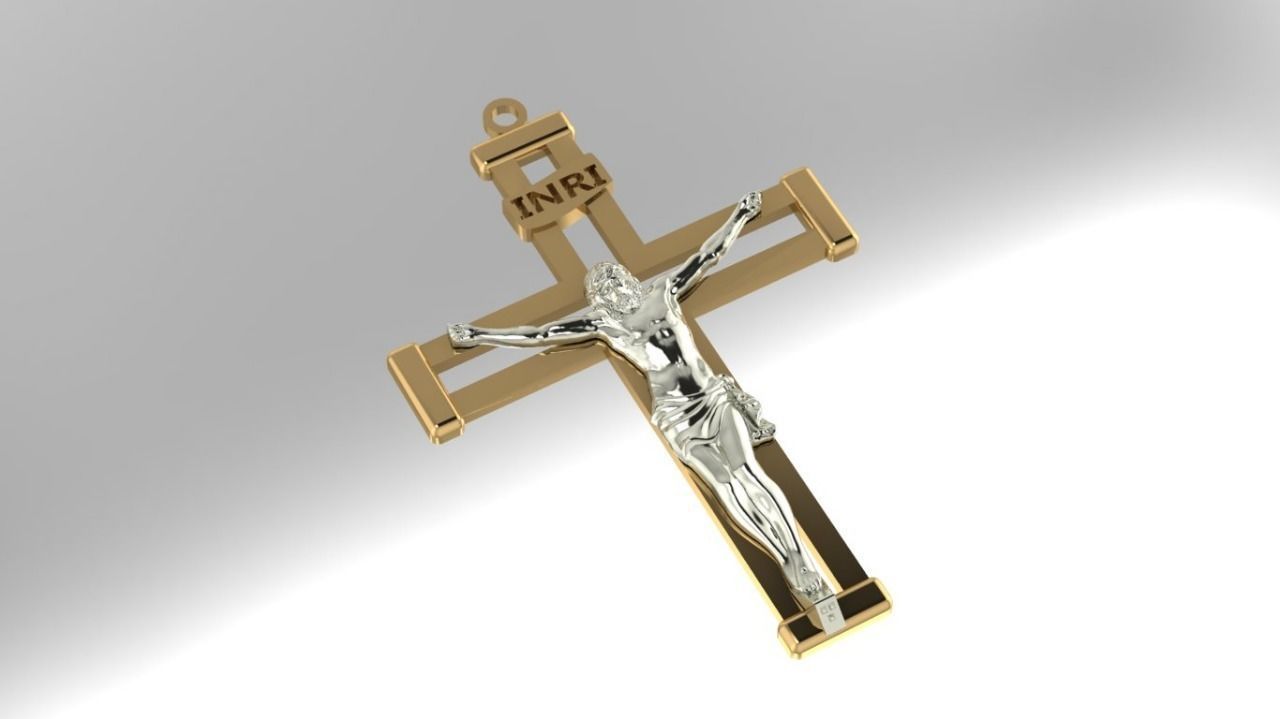 Cruz con Cristo 3D para impresion   Cross with Jesus Pendant 3D 3D print model_1