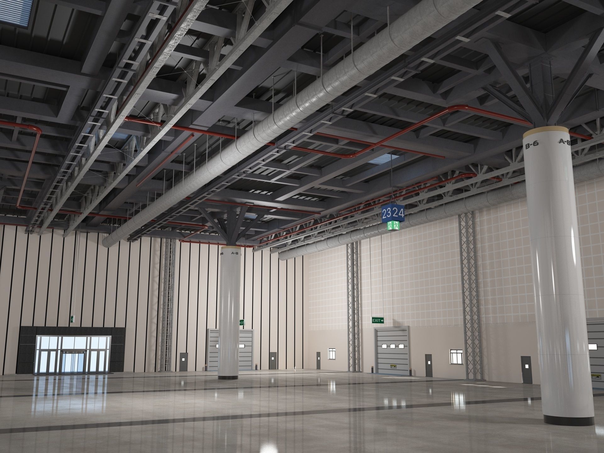 Exhibition Hall Warehouse 2 3D model_3