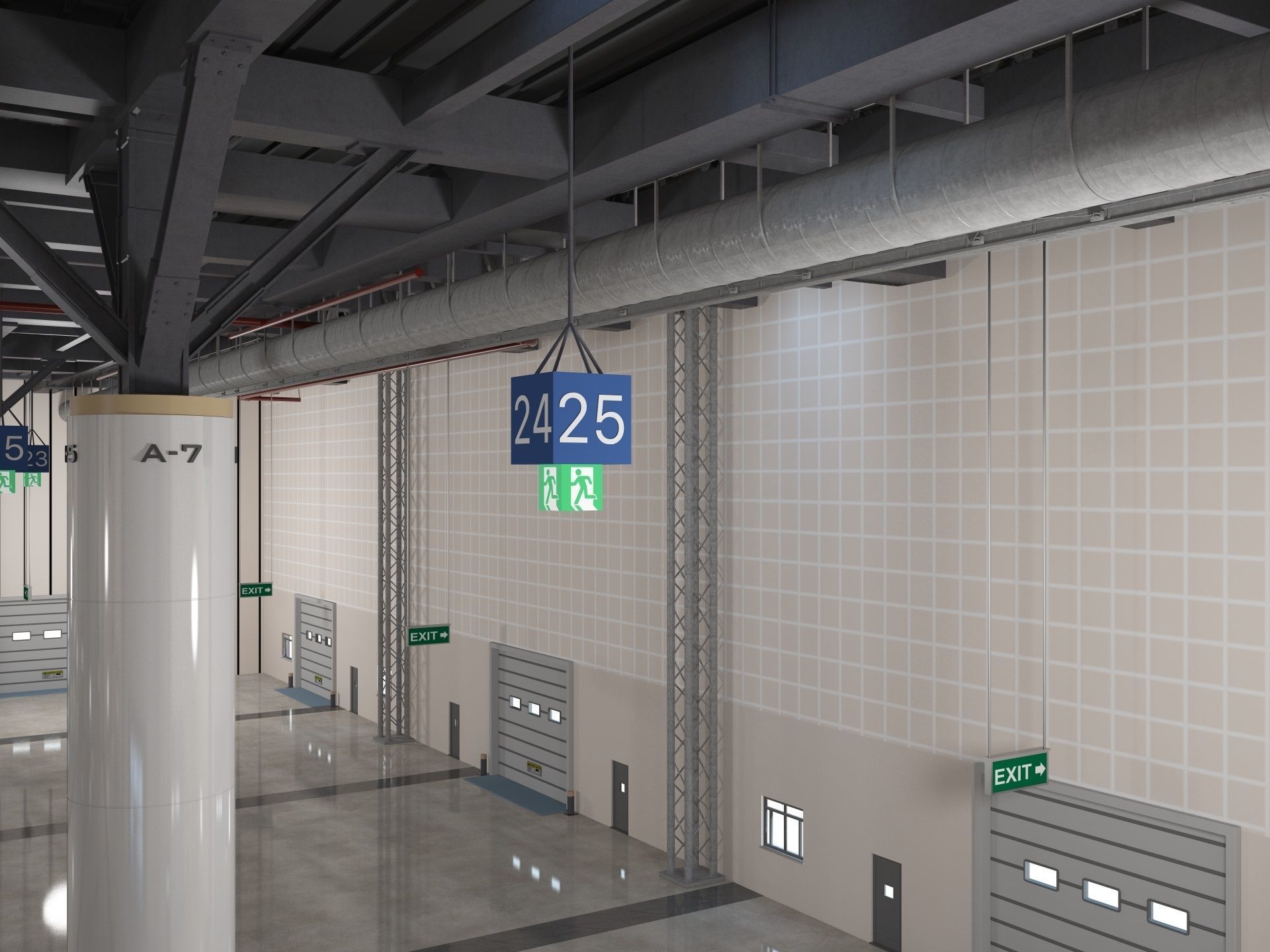 Exhibition Hall Warehouse 2 3D model_9