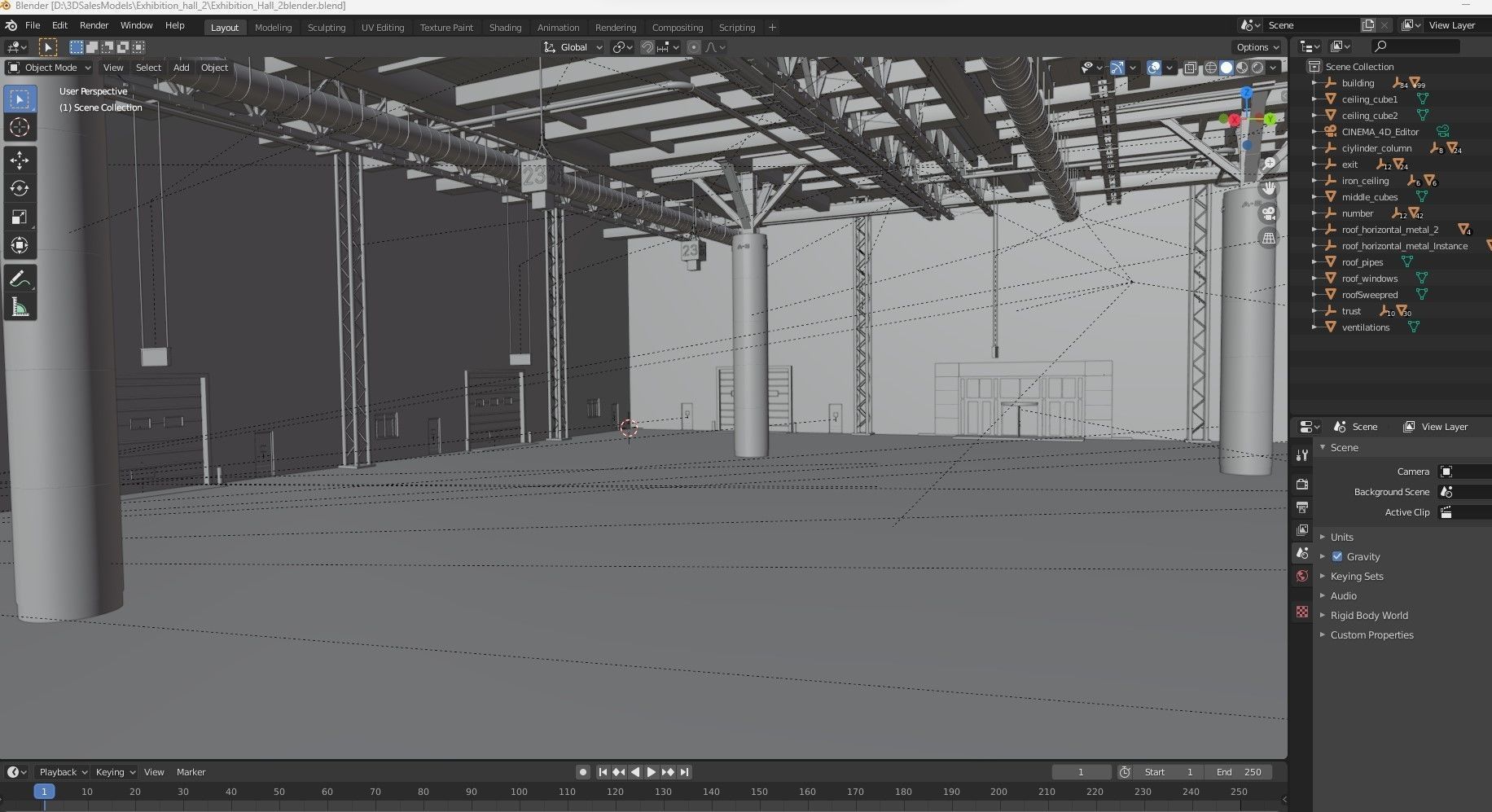 Exhibition Hall Warehouse 2 3D model_24