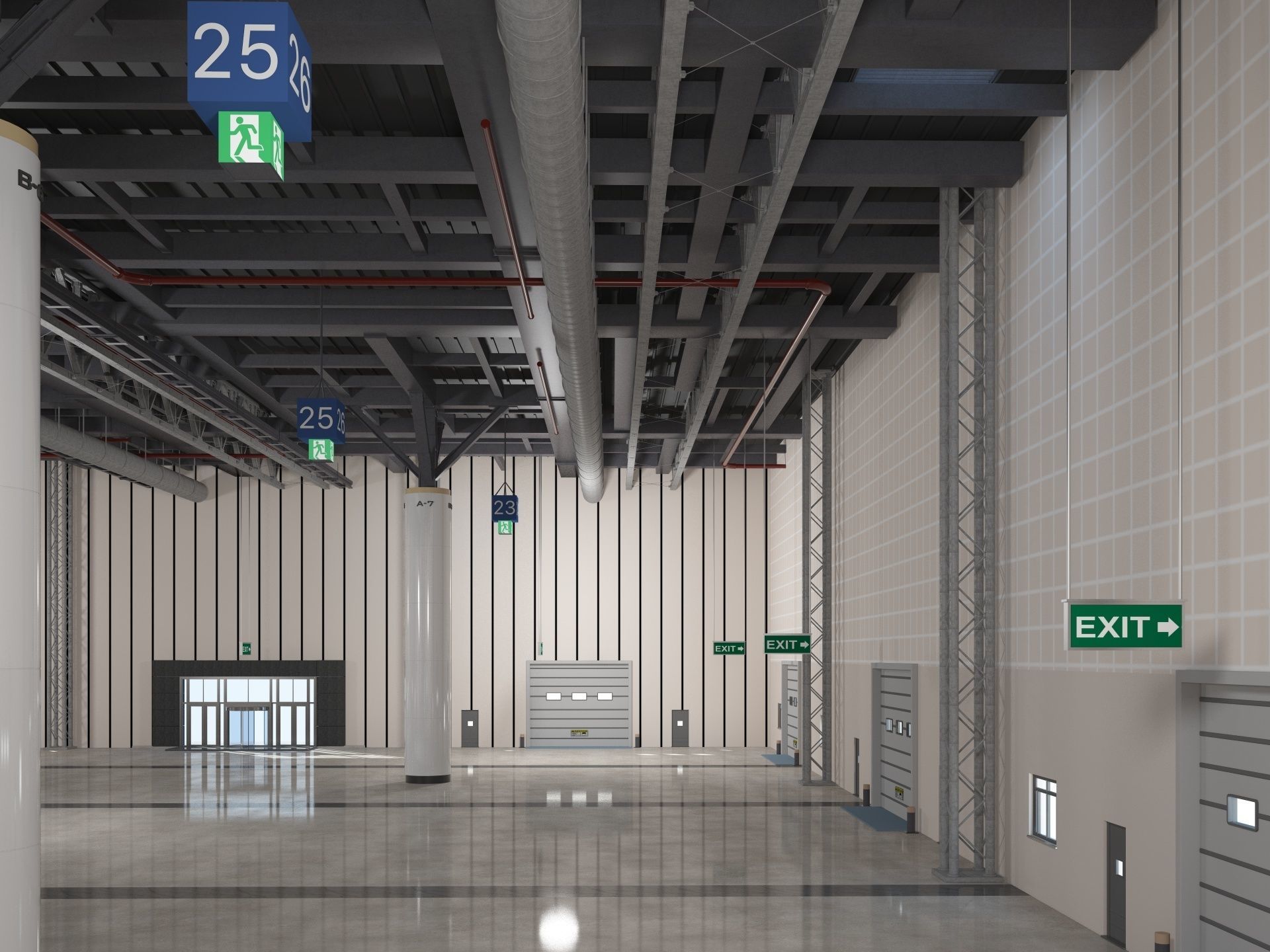 Exhibition Hall Warehouse 2 3D model_2