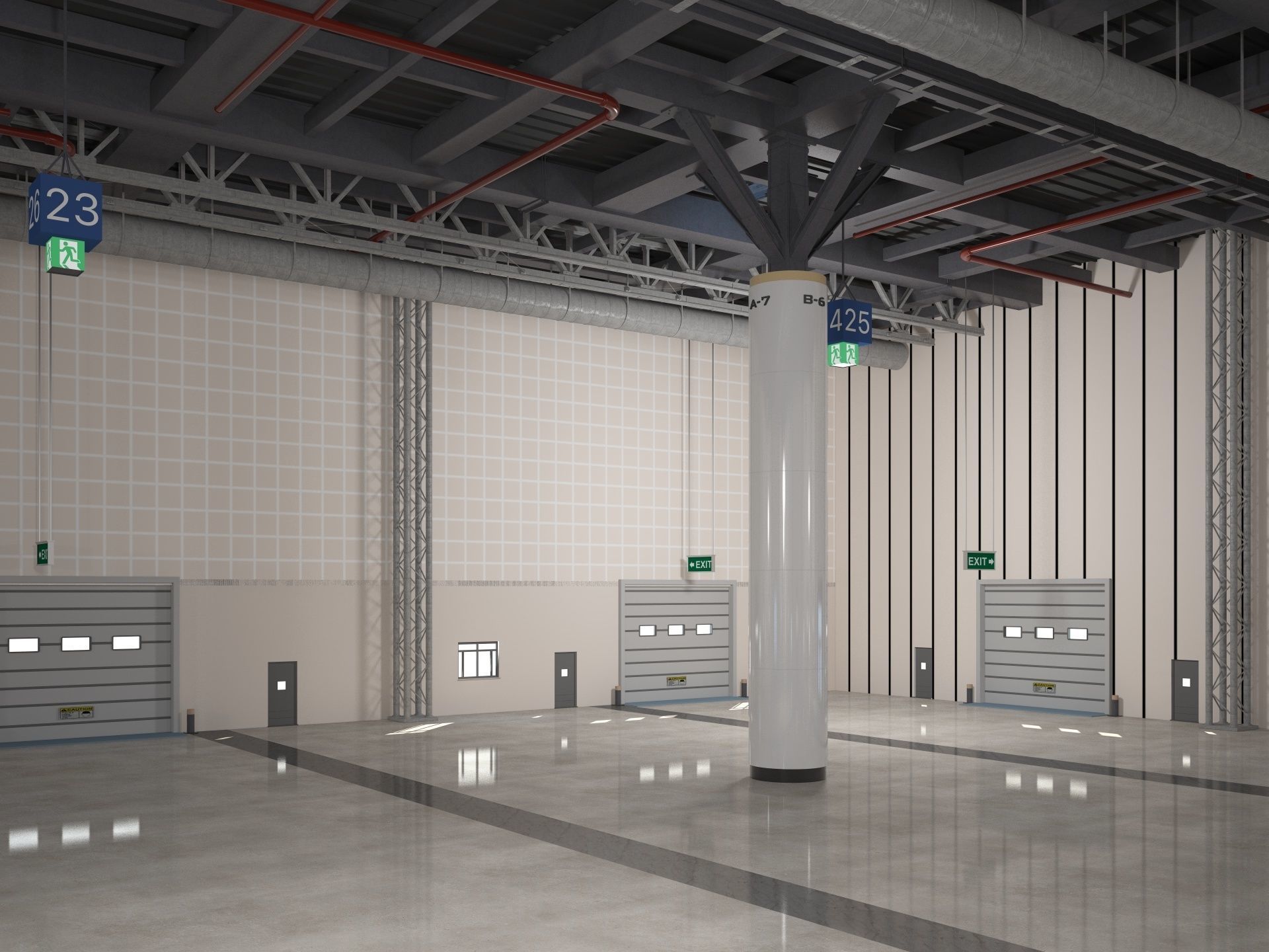 Exhibition Hall Warehouse 2 3D model_6