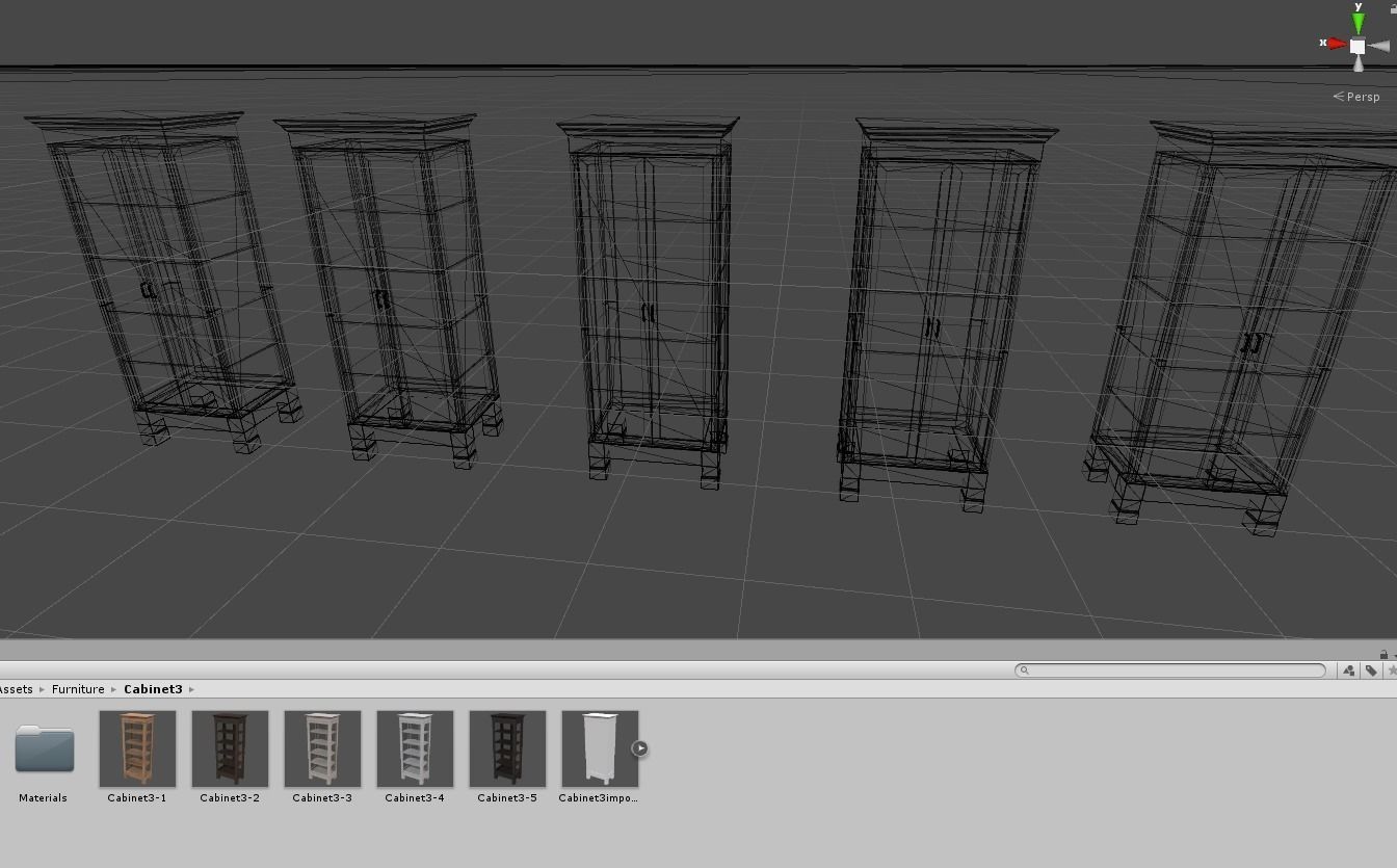 Cabinet tall wooden bookcase with shelves Low-poly 3D model_11