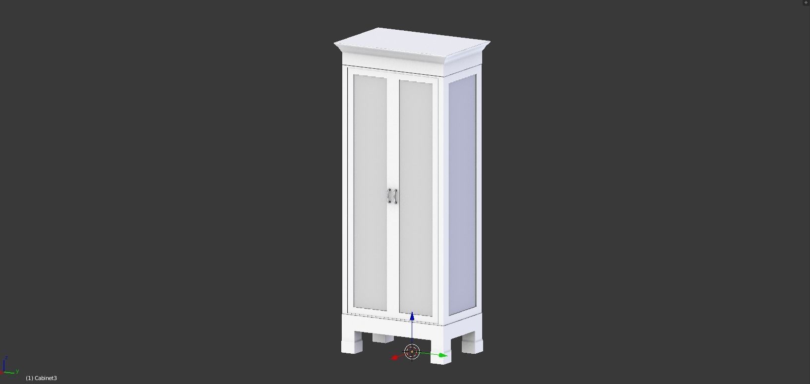 Cabinet tall wooden bookcase with shelves Low-poly 3D model_14