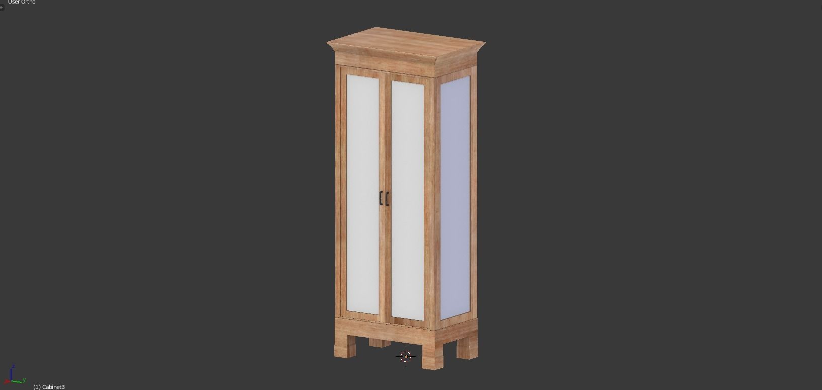 Cabinet tall wooden bookcase with shelves Low-poly 3D model_13